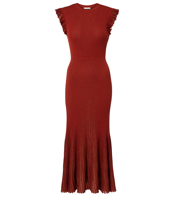 Photo: Ulla Johnson Noelle knitted lamé midi dress