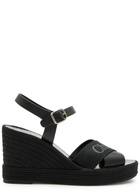 Chloe Piia 100 Leather Wedge Espadrilles Black