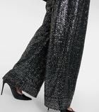 Dolce&Gabbana Sequined high-rise wide-leg pants