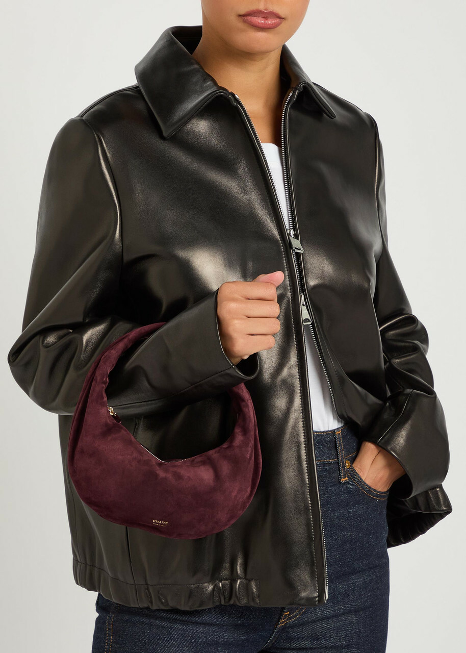 Khaite Olivia Mini Suede Hobo top Handle bag - Burgundy - One Size
