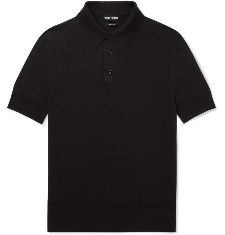 Photo: TOM FORD - Slim-Fit Sea Island Cotton Polo Shirt - Black