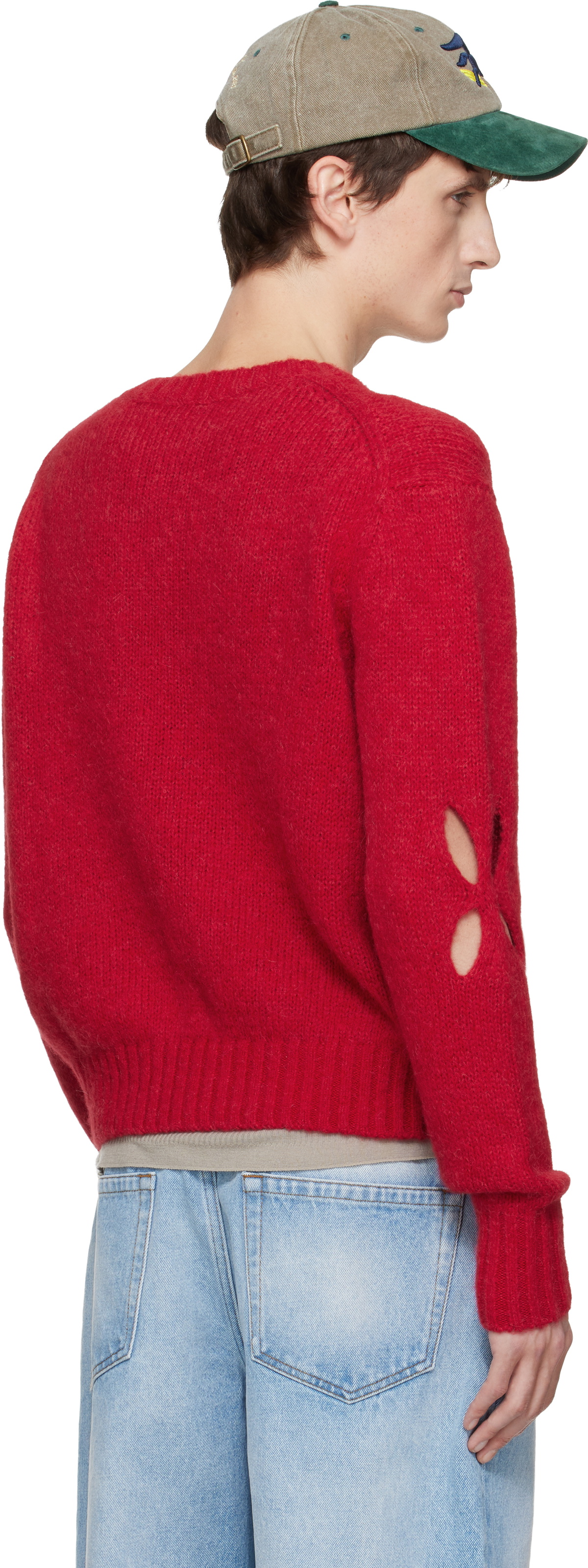 Stefan Cooke Red Slashed Shaggy Sweater