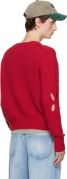 Stefan Cooke Red Slashed Shaggy Sweater