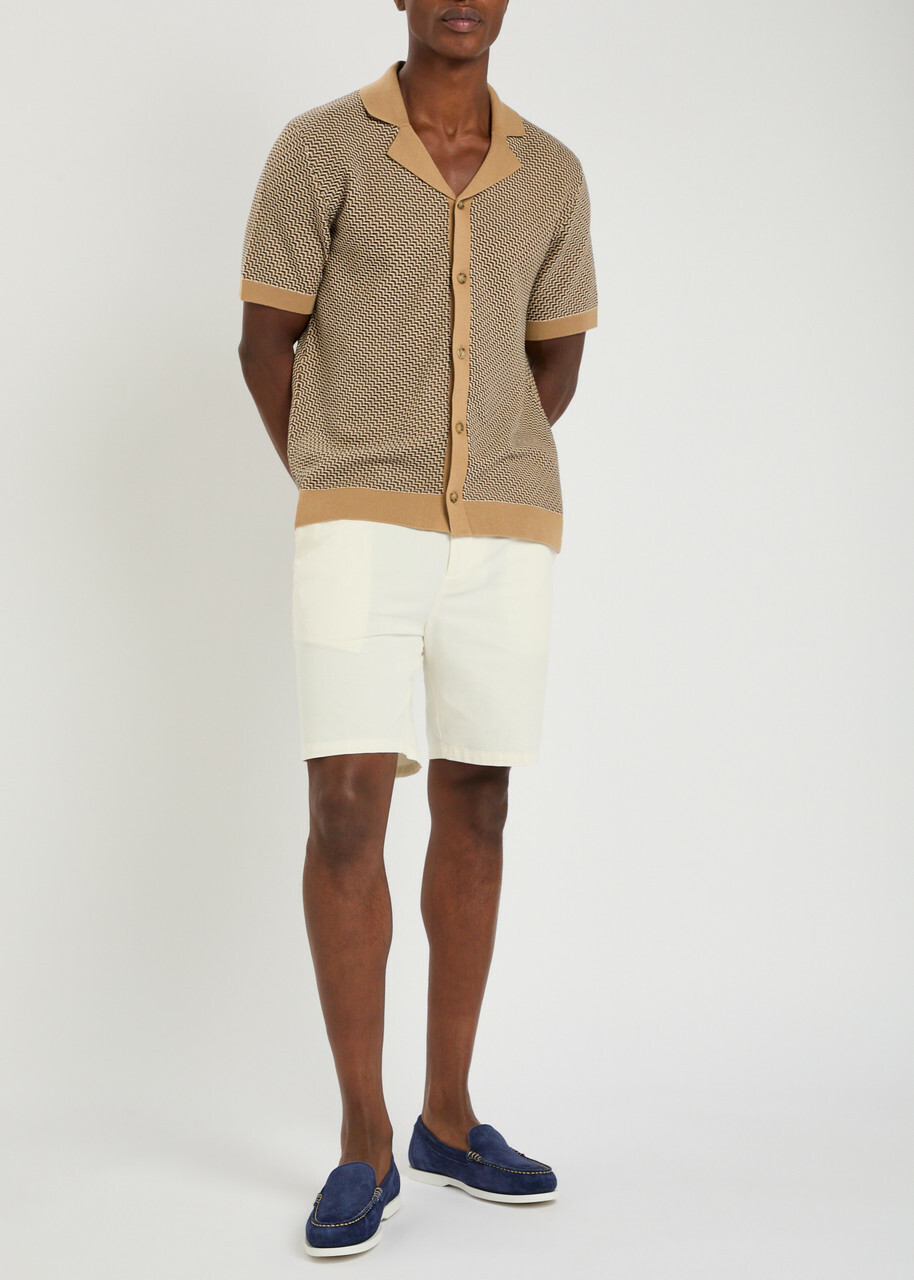Boss Kane Stretch-cotton Shorts Ecru