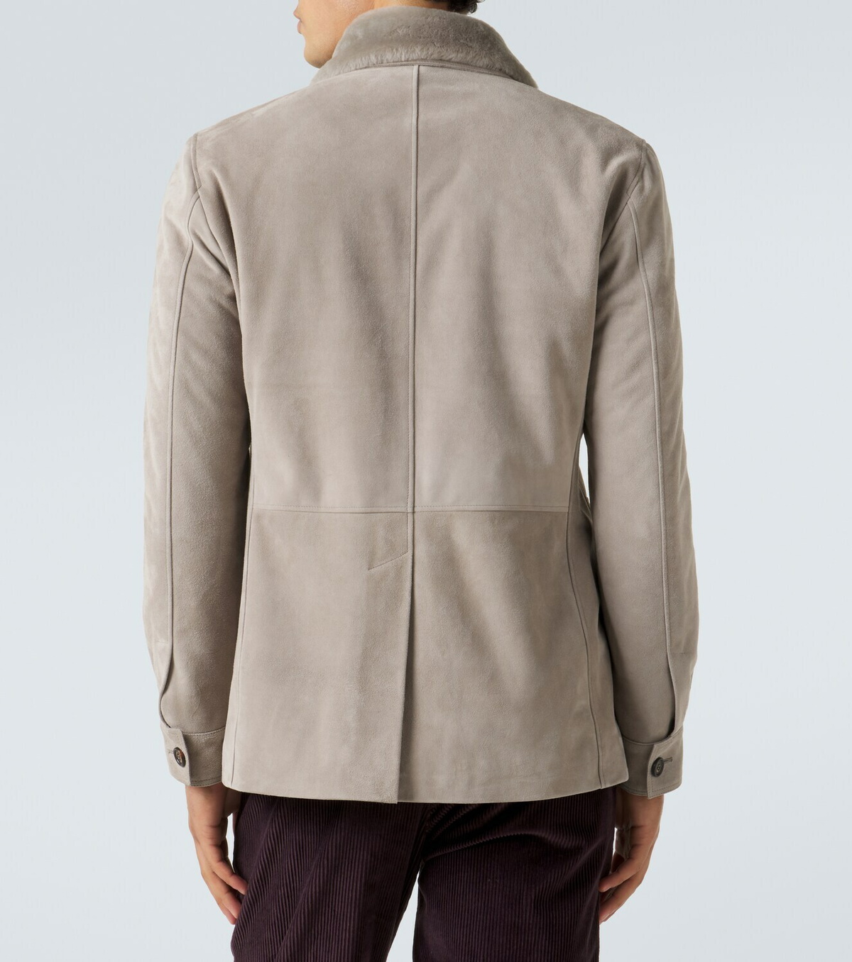 Eleventy Shearling-trimmed suede field jacket