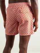 Anderson & Sheppard - Slim-Fit Straight-Leg Mid-Length Printed Swim Shorts - Orange