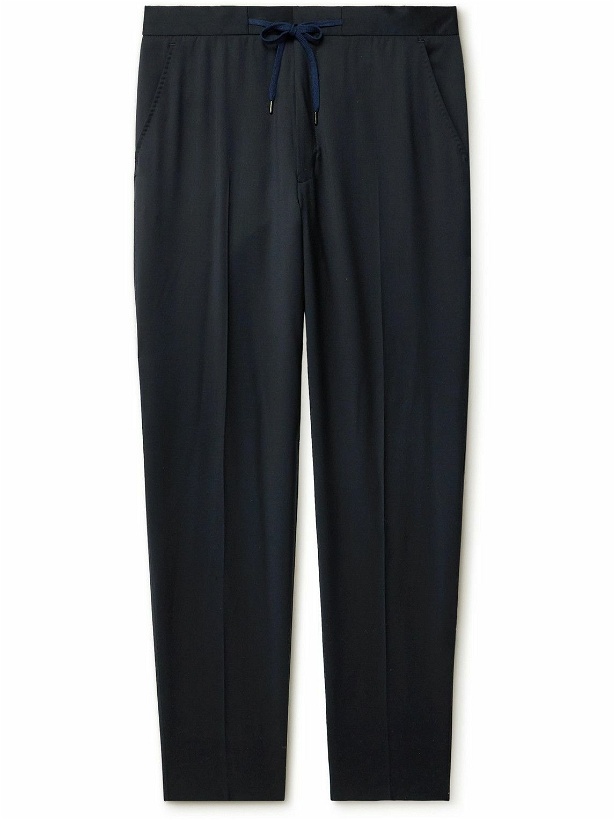 Photo: Mr P. - Tapered Wool Drawstring Trousers - Blue