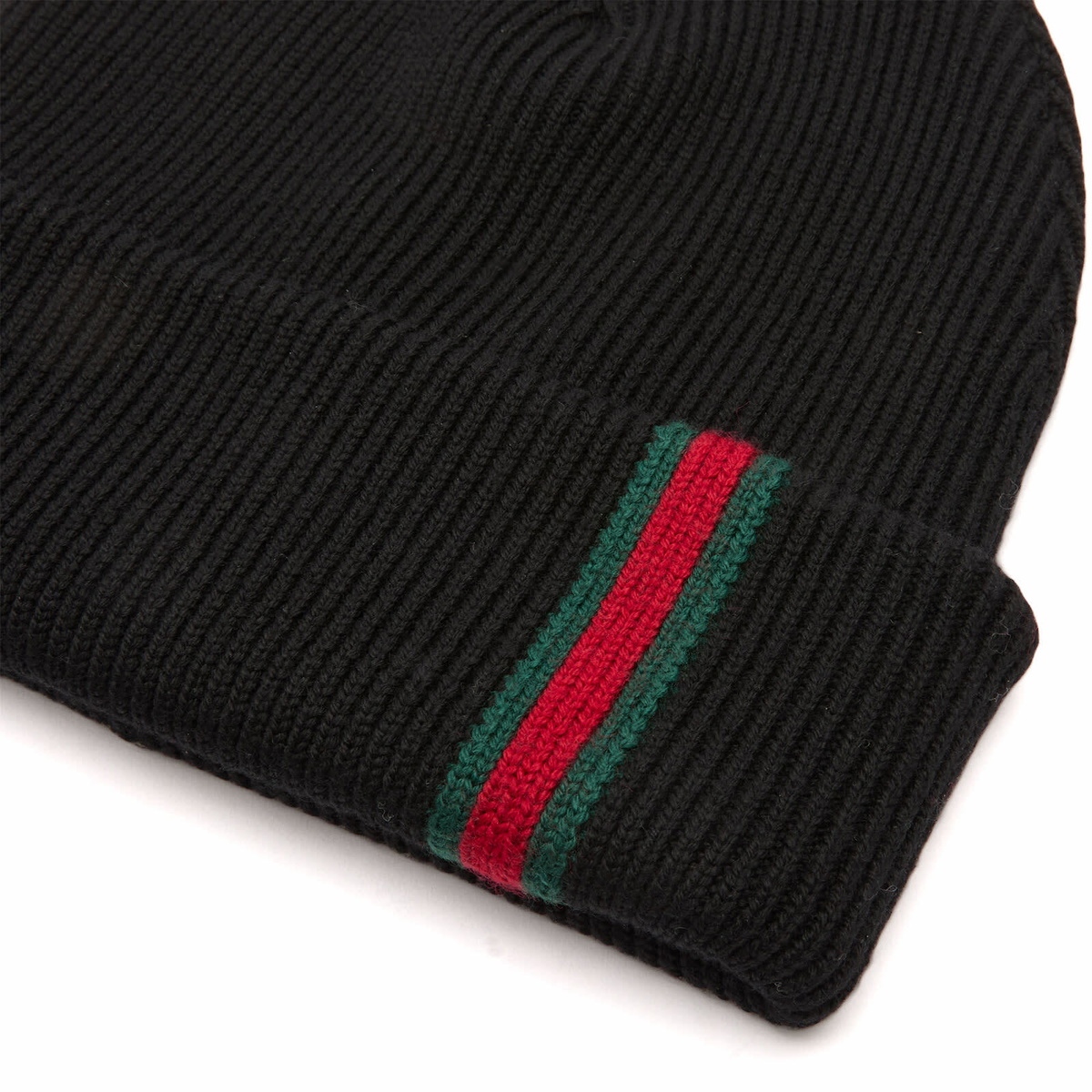Gucci Men's Web Knitted Beanie in Black 