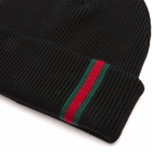 Gucci Men's Web Knitted Beanie in Black 