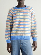 BODE - Wedgewood Intarsia-Knit Wool Sweater - Blue