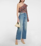 Philosophy di Lorenzo Serafini Floral jacquard cotton one-shoulder top