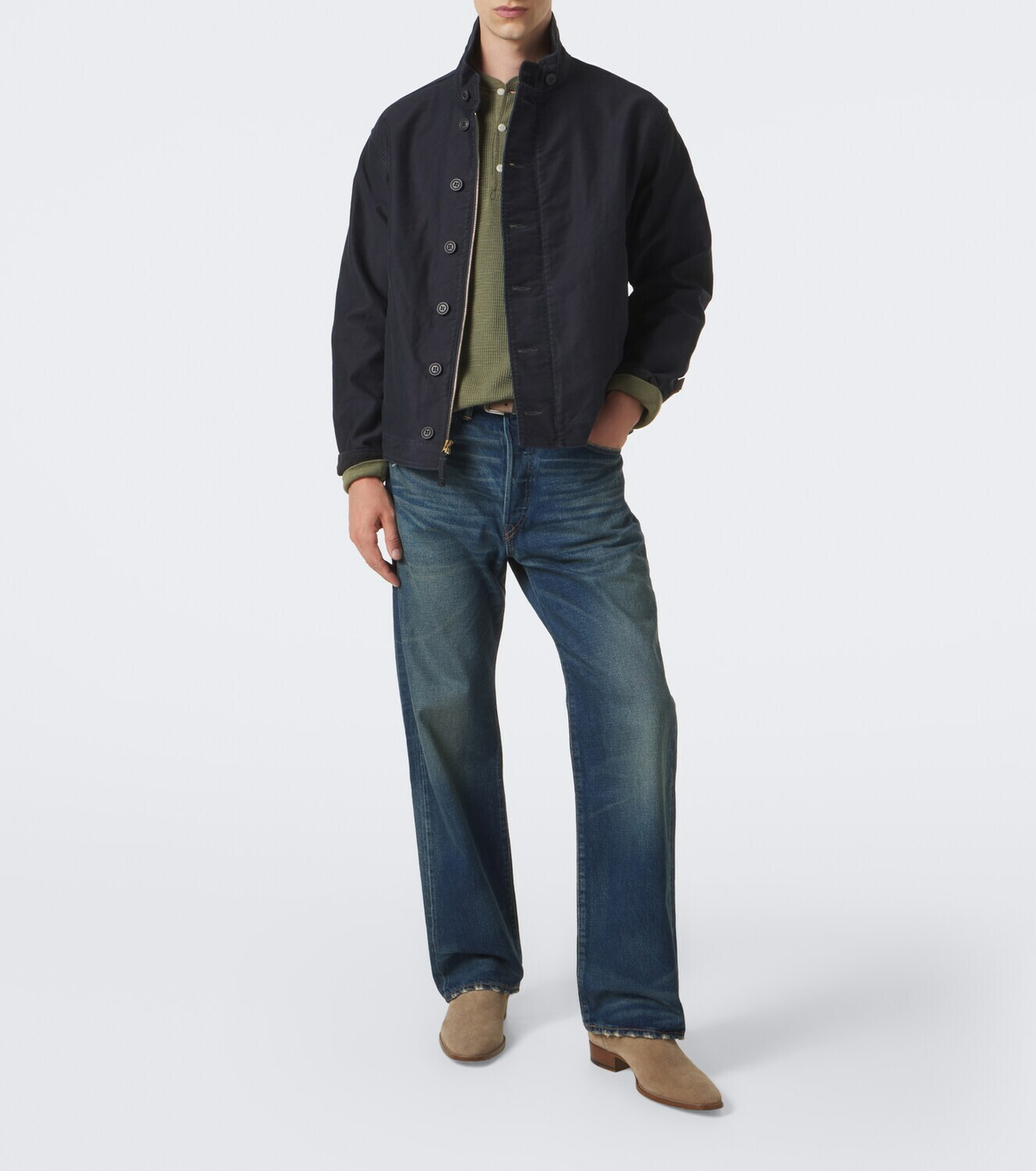 RRL Waffle-knit cotton Henley shirt