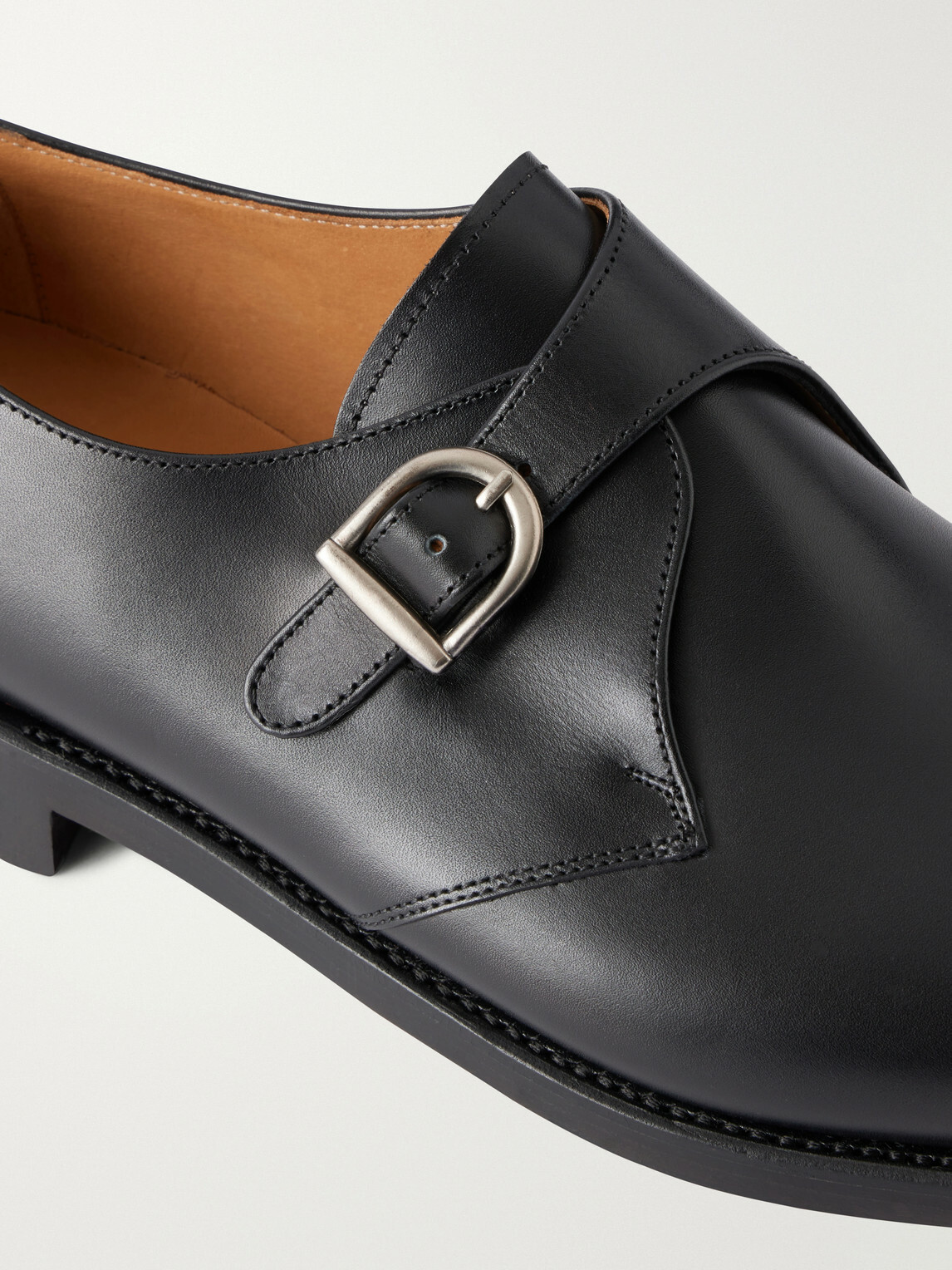 MORJAS - Leather Monk-Strap Shoes - Black