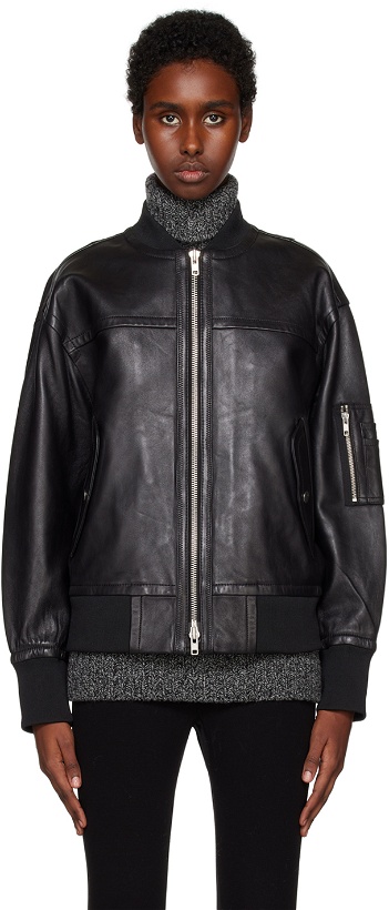 Photo: Stand Studio Black Icon Bomber Leather Jacket