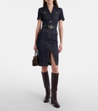 Self-Portrait Belted denim midi dress