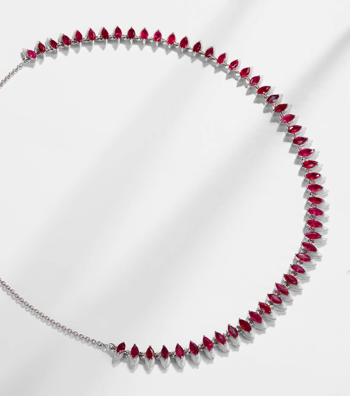 Kamyen 18kt white gold choker with rubies