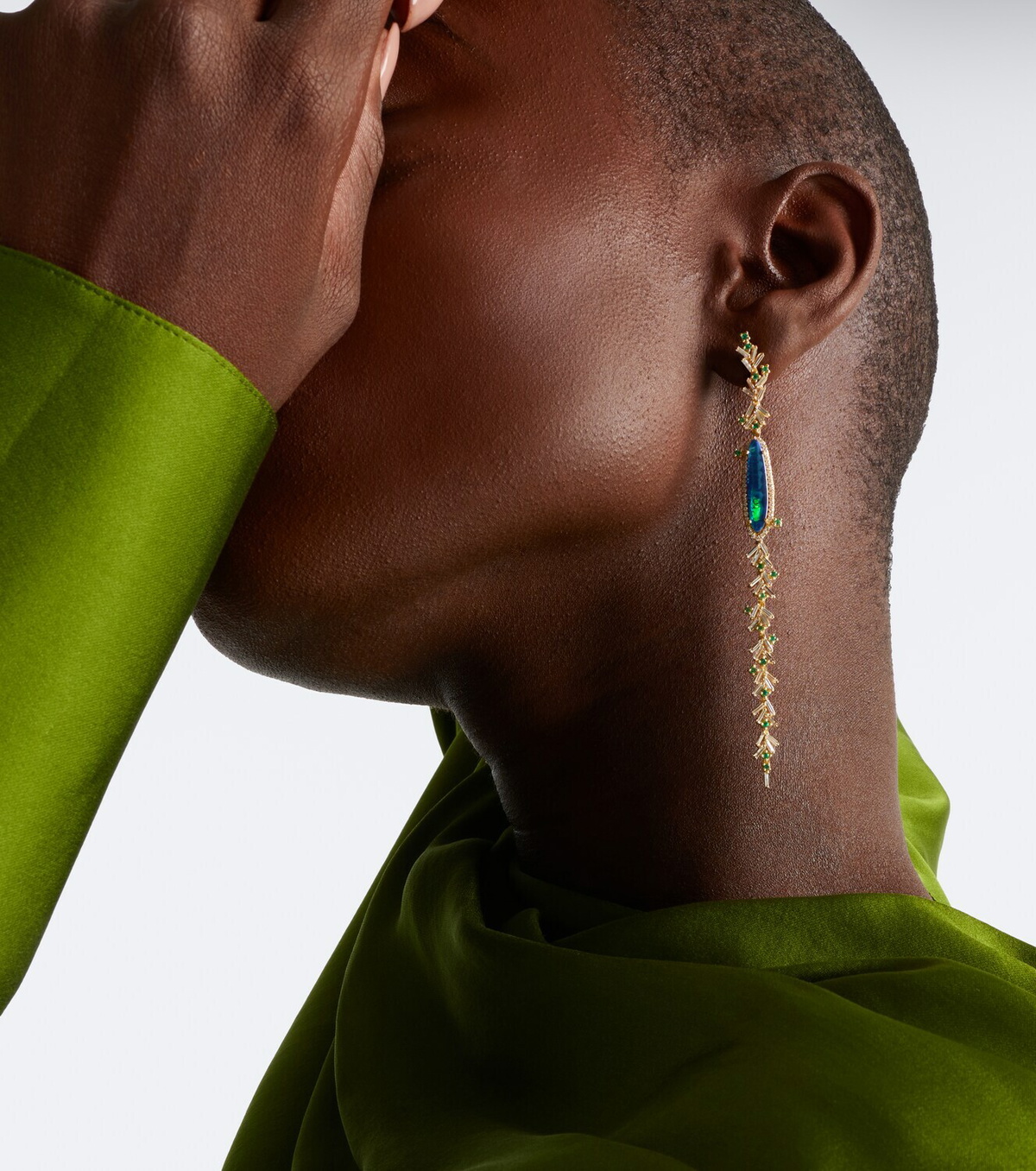 Suzanne Kalan 18kt gold drop earrings with gemstones