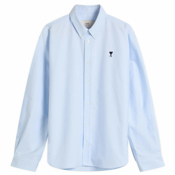 Photo: AMI Paris Men's Cotton Oxford Classic Shirt in Bleu Ciel