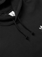 ADIDAS ORIGINALS - Logo-Embroidered Loopback Cotton-Jersey Hoodie - Black