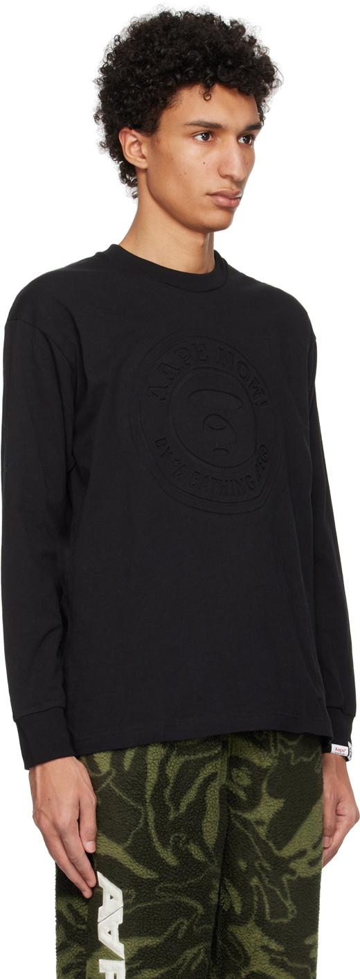 AAPE by A Bathing Ape Black Embossed Long Sleeve T-Shirt