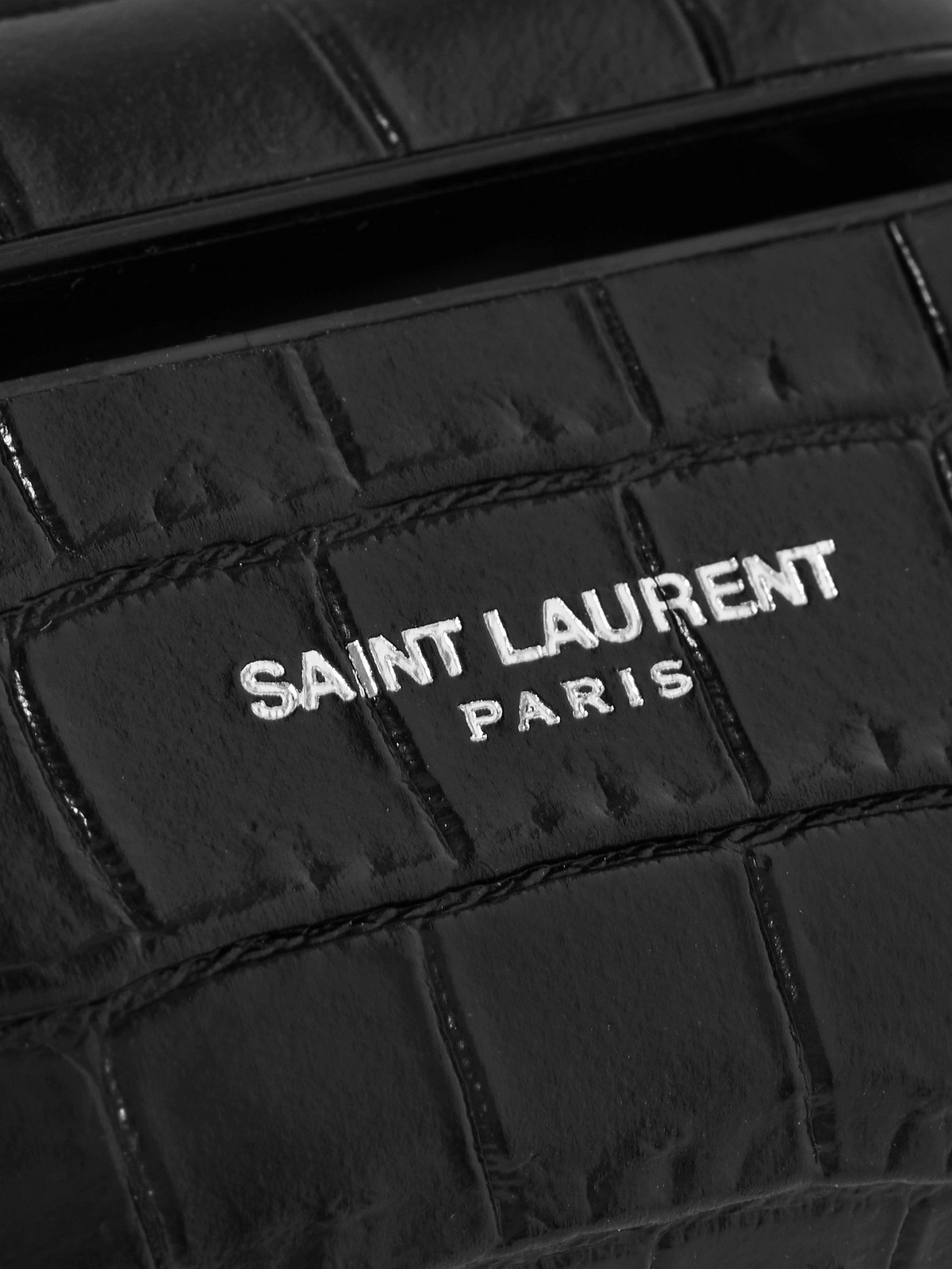 SAINT LAURENT - Logo-Print Croc-Effect Leather AirPods Pro Case