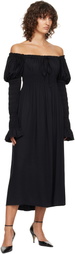 Sleeper Black Paloma Shirred Maxi Dress