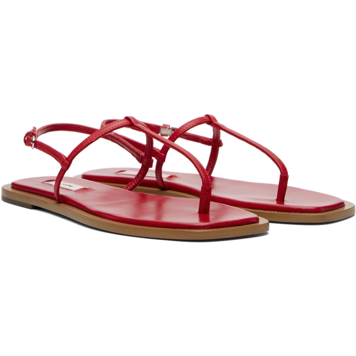 TOTEME Red T-Strap Nappa Sandals