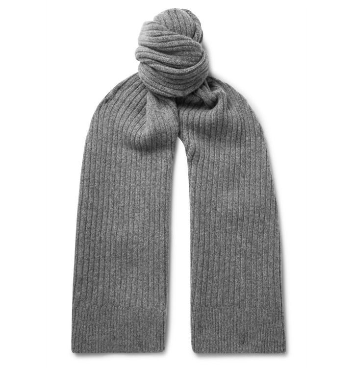 Photo: Sunspel - Ribbed Lambswool Scarf - Gray