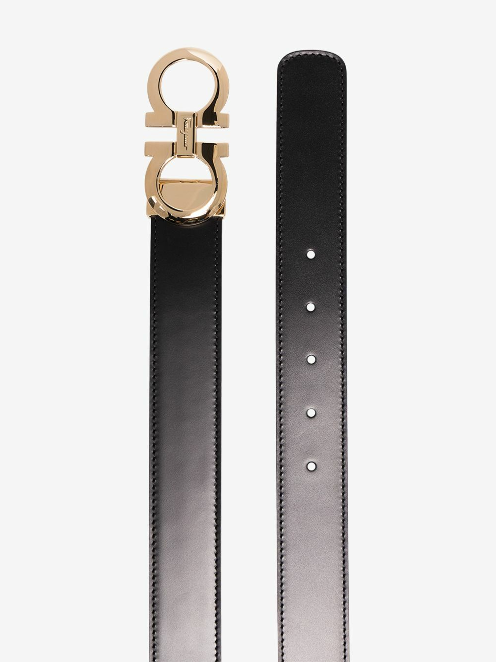 Ferragamo Black Gancini Reversible Leather Belt