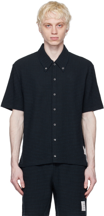 Photo: Thom Browne Navy & Black Button Shirt