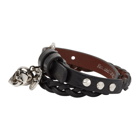 Alexander McQueen Black and Silver Double Wrap Skull Bracelet