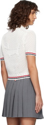 Thom Browne White Hector Pointelle Short Sleeve Cardigan