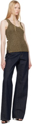 TOM FORD Gold & Brown 'Tom Ford' Metal Plaque Tank Top