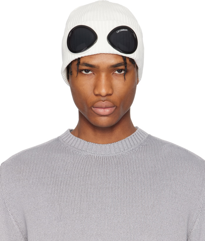 Photo: C.P. Company White Cotton Goggle Beanie