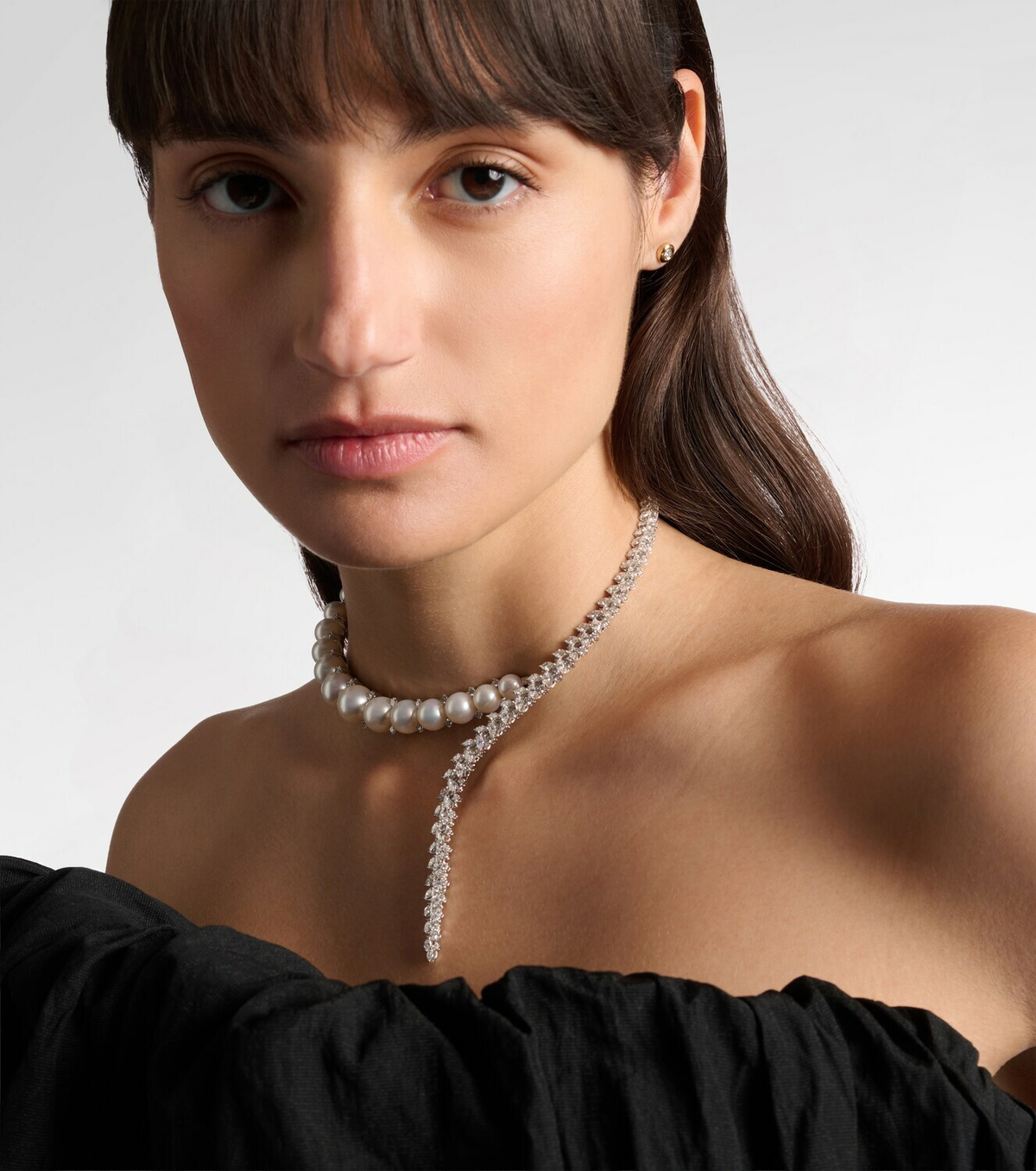 Yeprem Pearlescent 18kt white gold necklace with diamonds and pearls