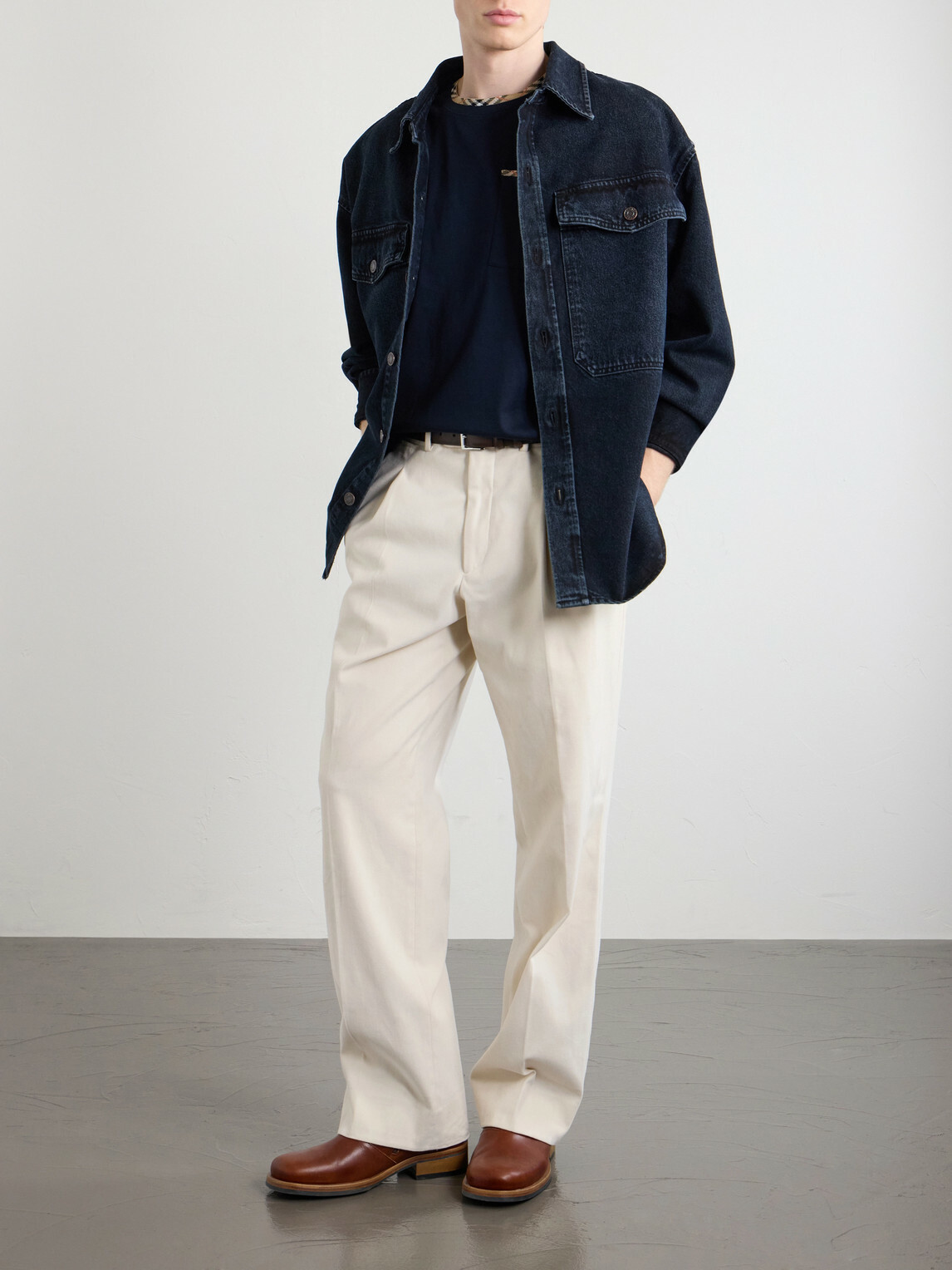 Burberry - Logo-Embroidered Checked Cotton-Jersey T-Shirt - Blue