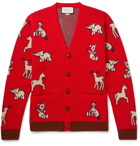 Gucci - Intarsia Wool and Cotton-Blend Cardigan - Red