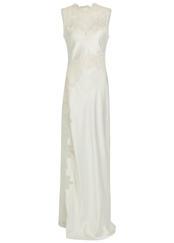 Photo: Shona Joy Stratus High-neck Lace Satin Maxi Dress Ivory