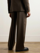 AMI PARIS - Wide-Leg Wool-Gabardine Trousers - Brown