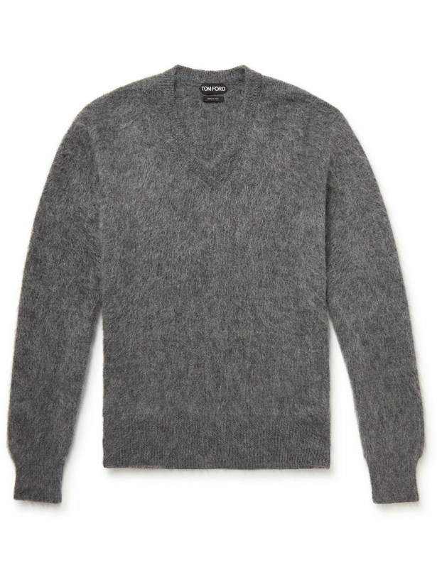 Photo: TOM FORD - Wool, Mohair and Silk-Blend Sweater - Gray