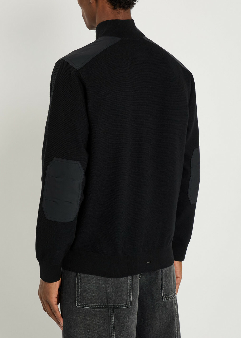 Moose Knuckles Lowan Panelled Half-zip Knit Sweatshirt Black
