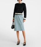 Xu Zhi Crystal-embellished denim midi skirt