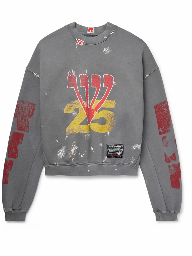 Photo: RRR123 - Love Stuff Paint-Splattered Printed Cotton-Jersey Sweatshirt - Gray
