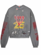 RRR123 - Love Stuff Paint-Splattered Printed Cotton-Jersey Sweatshirt - Gray