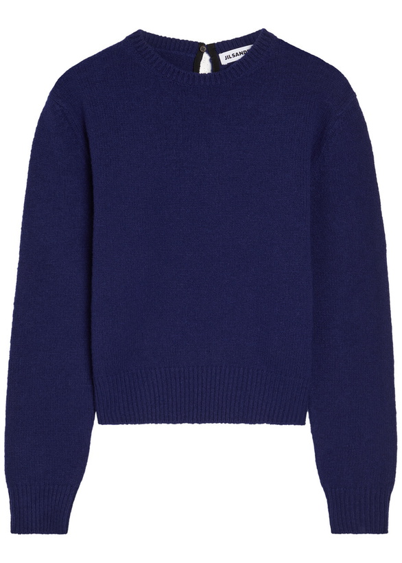 Photo: Jil Sander 3/4 Sleeve Wool-blend Jumper Blue