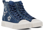 Marc Jacobs Navy 'The Sequin Daisy Denim High Top' Sneakers