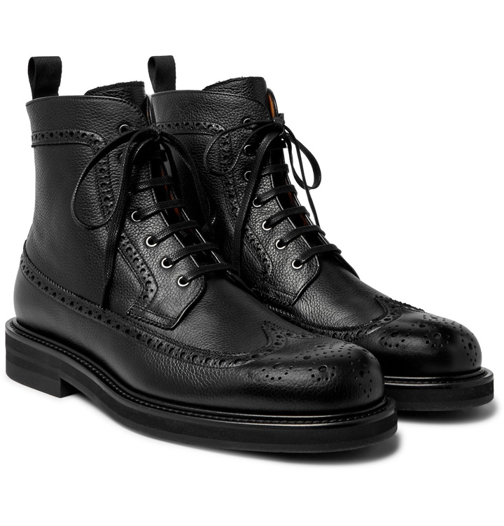 Photo: Mr P. - Jacques Full-Grain Leather Brogue Boots - Black