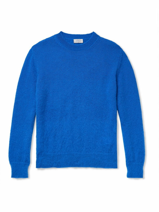 Photo: Off-White - Logo-Jacquard Mohair-Blend Sweater - Blue