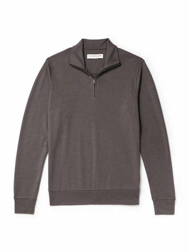 Photo: Orlebar Brown - Isar Merino Wool-Jersey Half-Zip Sweatshirt - Brown