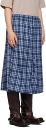 Acne Studios Blue Check Maxi Skirt